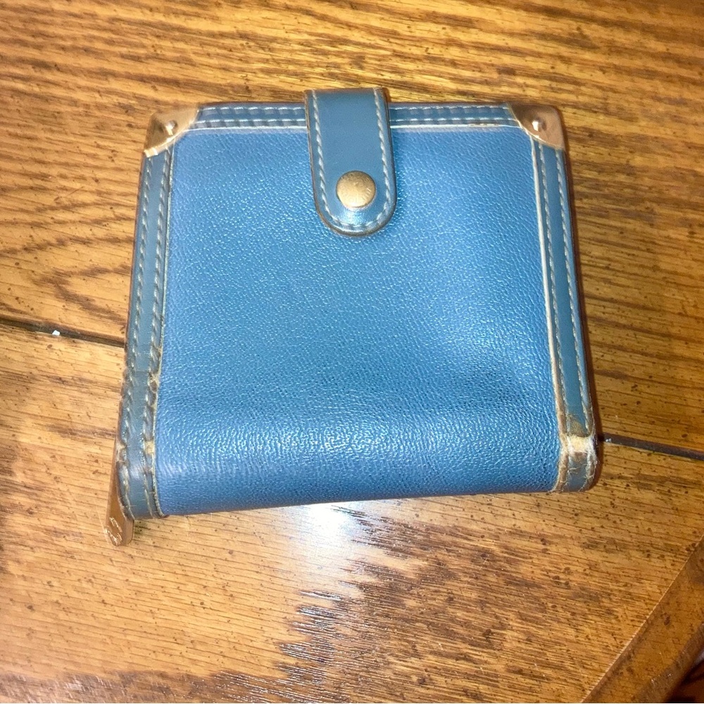 Louis Vuitton Vintage Suhari Compact Zip Wallet Leather Blue